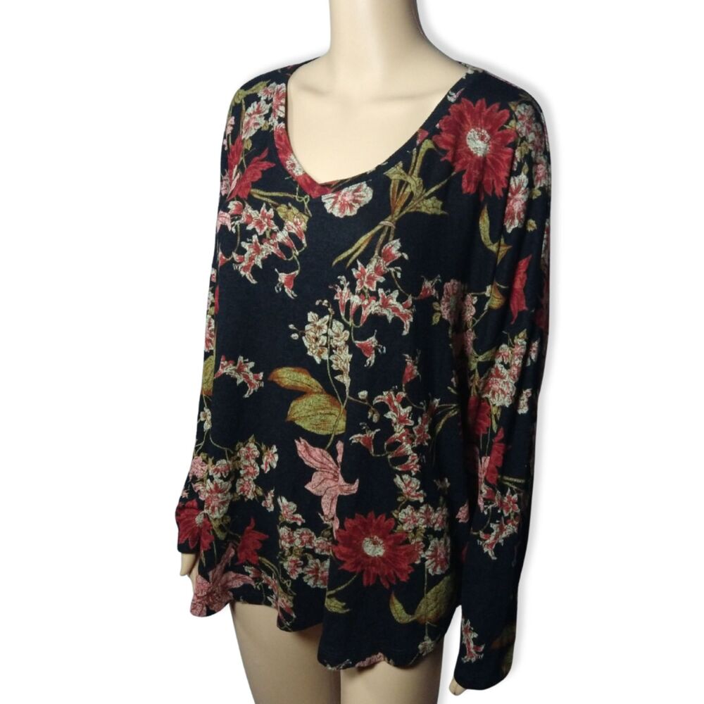 Women’s Plus Size Floral Blouse – XXL Black Top Stylish Casual